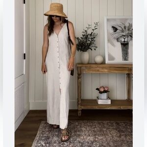 Faherty Cream Button-Down Maxi Dress